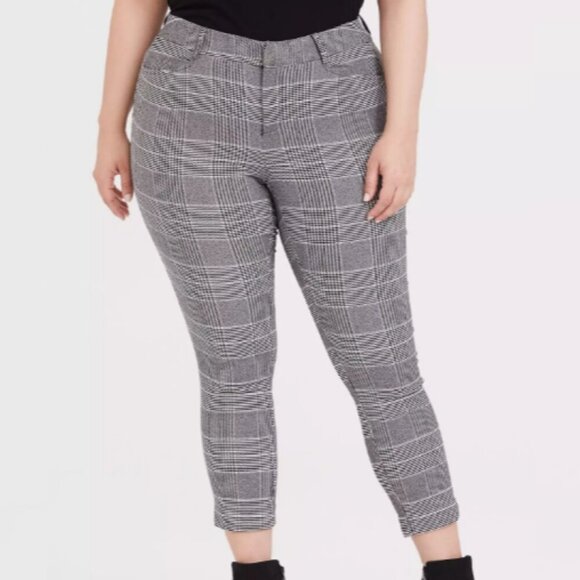 Modern Millennium Stretch Ankle Pant - Black Plaid Houndstooth - Size 24 - Picture 1 of 14